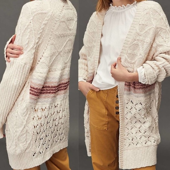 NWTAnthropologie Pilcro Jemma Cable-Knit Cardigan - Picture 3 of 9